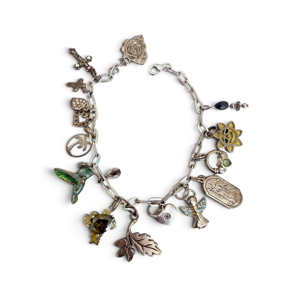 Vintage 925 Sterling Silver Charm Bracelet Colonial Williamsburg 29g 8in  Unique
